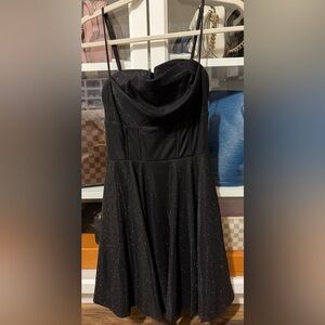 Windsor Strapless Black Glitter Dress